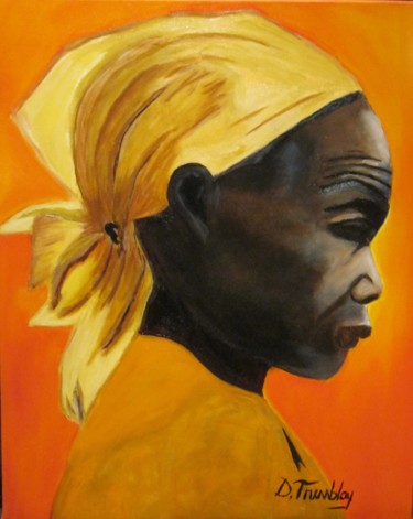 Peinture intitulée "femme noire au foul…" par Danielle Tremblay, Œuvre d'art originale, Huile