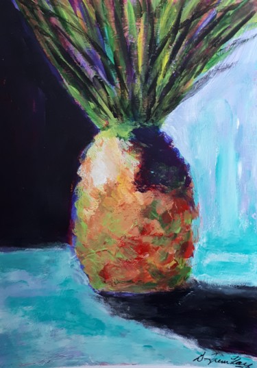 Peinture intitulée "108 ananas sur tabl…" par Danielle Tremblay, Œuvre d'art originale, Acrylique