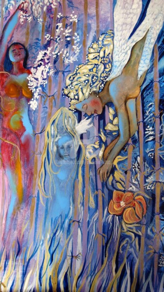 Malerei mit dem Titel "cueillette" von Danielle Vasa, Original-Kunstwerk, Öl