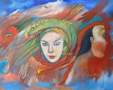 Картина под названием "Gaia" - Danielle Vasa, Подлинное произведение искусства, Масло Установлен на Деревянная рама для носи…