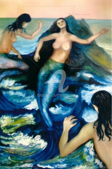 Malerei mit dem Titel "La petite sirène" von Danielle Vasa, Original-Kunstwerk, Öl