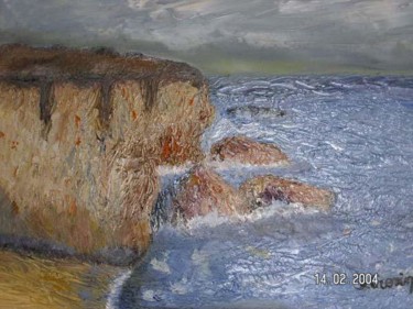 Peinture intitulée "falaise bretonne" par Danielle Crevin, Œuvre d'art originale