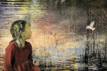 Arts numériques intitulée "Au bord de l'étang" par Danielle Bellefroid, Œuvre d'art originale