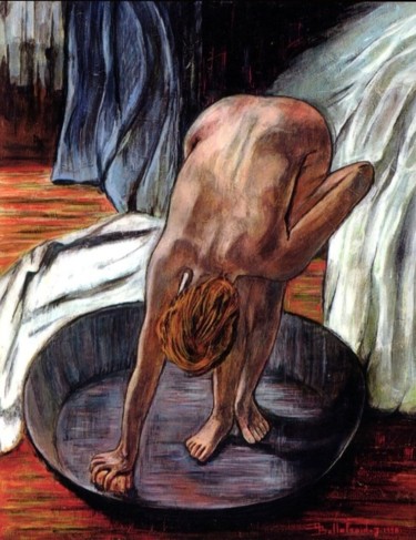 Peinture intitulée "Le tub ( Degas )" par Danielle Bellefroid, Œuvre d'art originale, Acrylique