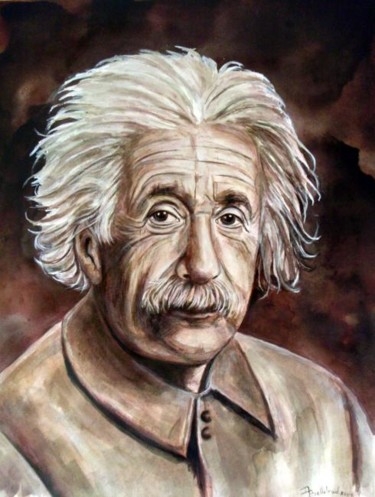 Peinture intitulée "Albert Einstein" par Danielle Bellefroid, Œuvre d'art originale, Huile