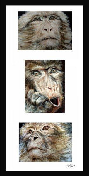 Peinture intitulée "Les trois singes" par Danielle Bellefroid, Œuvre d'art originale, Huile