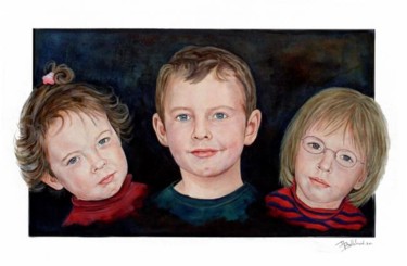 Peinture intitulée "Ils étaient 3 petit…" par Danielle Bellefroid, Œuvre d'art originale, Huile