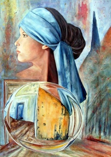 Painting titled "Au delà des portes" by Danielle Bellefroid, Original Artwork, Oil