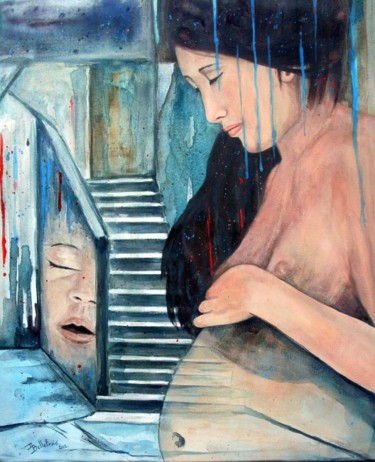 Painting titled "J'arrive" by Danielle Bellefroid, Original Artwork, Oil
