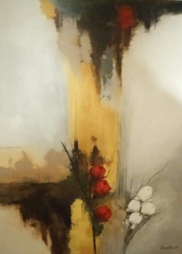 Картина под названием "ABSTRACT" - Dani Bueno, Подлинное произведение искусства, Древесный уголь Установлен на Деревянная ра…