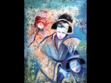 Peinture intitulée "les trois geishas" par Danielefort, Œuvre d'art originale