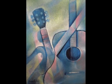 Painting titled "la guitare cassée" by Danielefort, Original Artwork, Oil