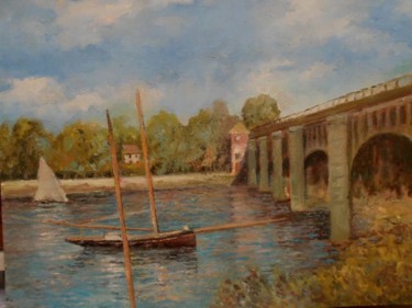 Peinture intitulée "le pont d ' argente…" par Danielefort, Œuvre d'art originale