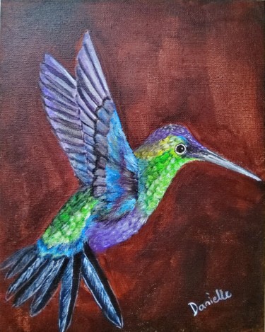Painting titled "Hummingbird" by Danielle Siauw, Original Artwork, Acrylic Mounted on Wood Stretcher frame