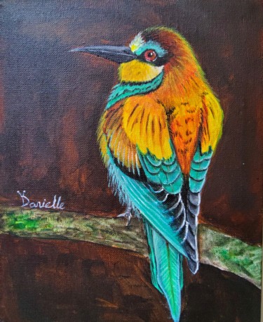 Painting titled "Bee-eater" by Danielle Siauw, Original Artwork, Acrylic Mounted on Wood Stretcher frame