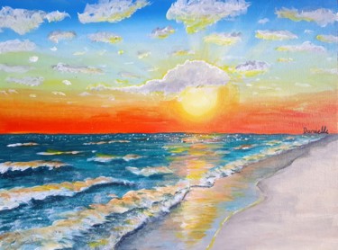 Painting titled "Dawn at the beach" by Danielle Siauw, Original Artwork, Acrylic