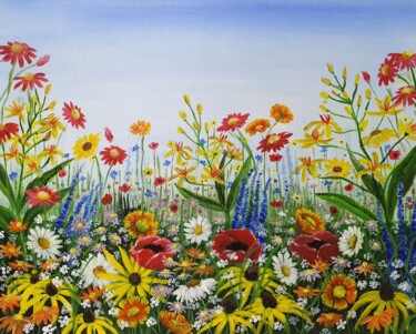 Painting titled "Wild Flowers" by Danielle Siauw, Original Artwork, Acrylic