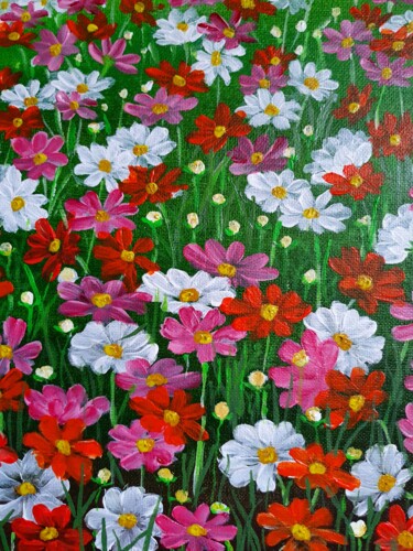 Painting titled "Wild Flowers 4" by Danielle Siauw, Original Artwork, Acrylic Mounted on Wood Panel