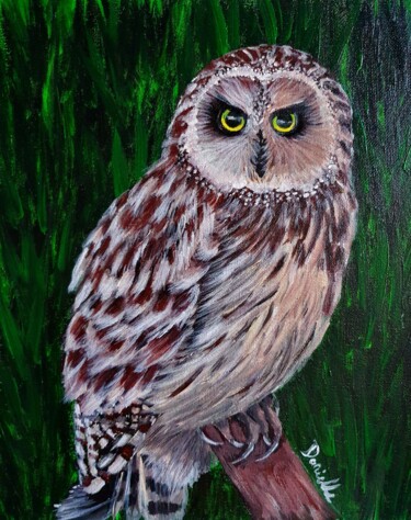 Painting titled "Owl" by Danielle Siauw, Original Artwork, Acrylic