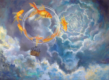 Pintura titulada "Goldfish XXXIX (gig…" por Daniel Loveday, Obra de arte original, Acrílico