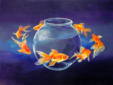 Painting titled "Goldfish XXVII" by Daniel Loveday, Original Artwork, Acrylic