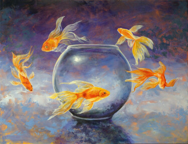 Pintura titulada "Goldfish XXX" por Daniel Loveday, Obra de arte original, Oleo