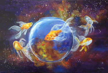 Peinture intitulée "Goldfish XXXVIII" par Daniel Loveday, Œuvre d'art originale, Acrylique