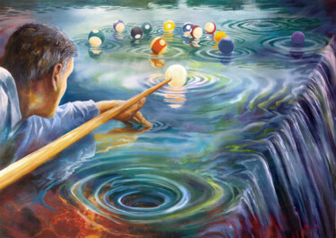 Peinture intitulée "Pool" par Daniel Loveday, Œuvre d'art originale, Huile Monté sur Châssis en bois