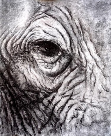 Painting titled "L oeil d éléphant…" by Daniel Lutaud, Original Artwork, Oil