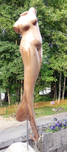 Scultura intitolato "Sirène sculptée dan…" da Daniel Lutaud, Opera d'arte originale, Legno