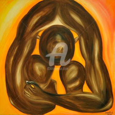 Картина под названием "« THE EMBRACE »" - Danygil, Подлинное произведение искусства, Масло
