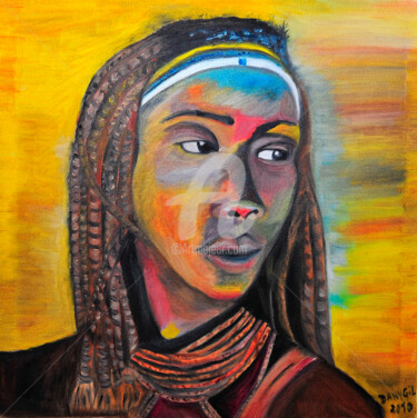 Pintura titulada ""The look of an Afr…" por Danygil, Obra de arte original, Oleo