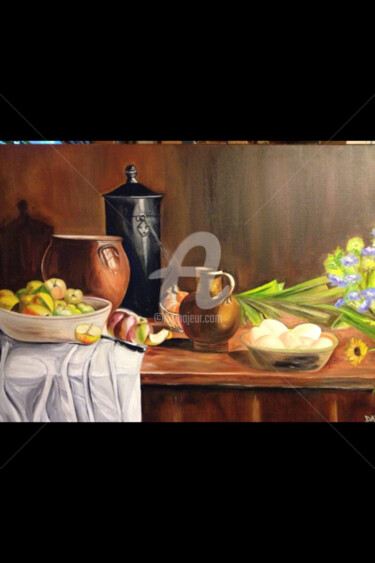 Peinture intitulée ""LA TABLE PAYSANNE"…" par Danygil, Œuvre d'art originale, Huile