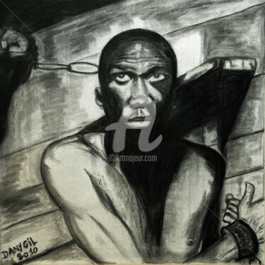 Рисунок под названием ""NOUMOUKE DANS LA C…" - Danygil, Подлинное произведение искусства, Древесный уголь
