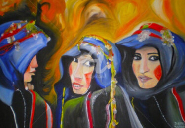 Peinture intitulée ""Les 3 Femmes en bl…" par Danygil, Œuvre d'art originale, Huile