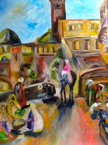 Peinture intitulée ""Souk"" par Danygil, Œuvre d'art originale