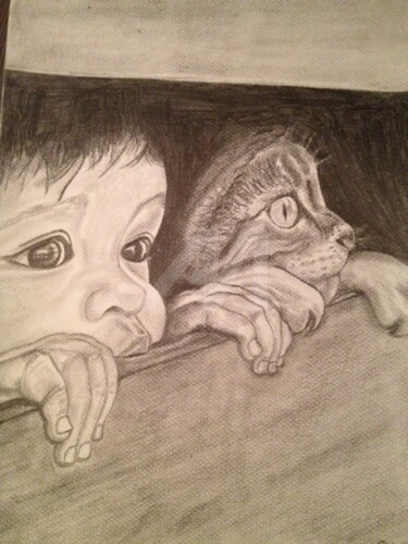 "LES AMIS" (the friends) Dessin intitulée ""LES AMIS" (the fri…" par Danygil, Œuvre d'art originale, Crayon