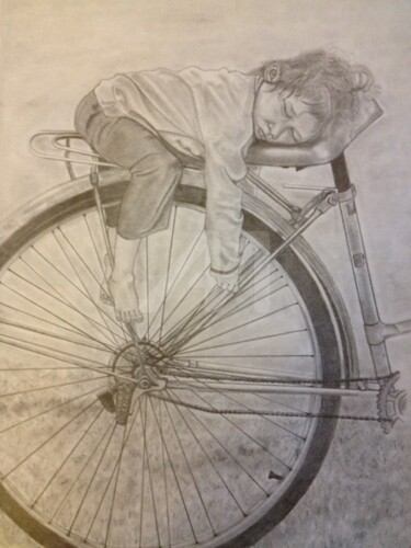 Tekening getiteld ""A BICYCLETTE" - "A…" door Danygil, Origineel Kunstwerk, Potlood