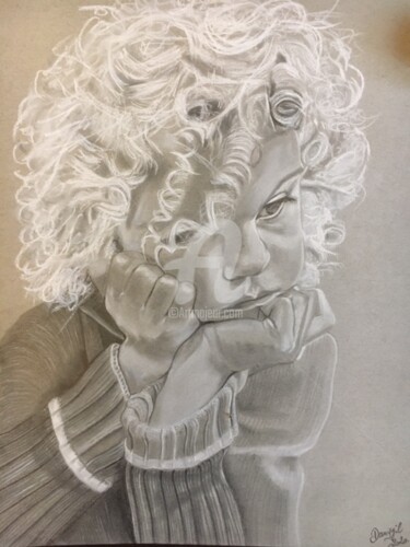 Drawing titled ""PENSER 2"" by Danygil, Original Artwork, Silverpoint