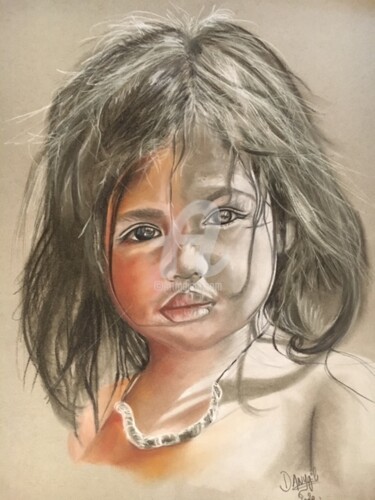 Desenho intitulada ""PRIYA, la petite I…" por Danygil, Obras de arte originais, Lápis