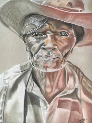 Dessin intitulée ""LE MINEUR AFRICAIN"" par Danygil, Œuvre d'art originale, Crayon