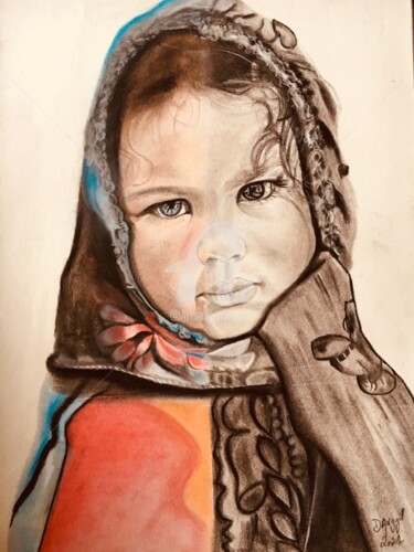 Dessin intitulée ""LA PETITE IMMIGRAN…" par Danygil, Œuvre d'art originale, Pastel