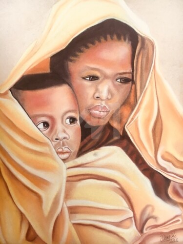 "LE FRERE & LA SOEUR" - "THE BROTHER & THE SISTER" Drawing titled ""LE FRERE & LA SOEU…" by Danygil, Original Art, Pastel