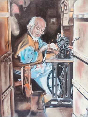 "LE TAILLEUR" - " THE TAILOR" Dessin intitulée ""LE TAILLEUR" - " T…" par Danygil, Œuvre d'art originale, Pastel