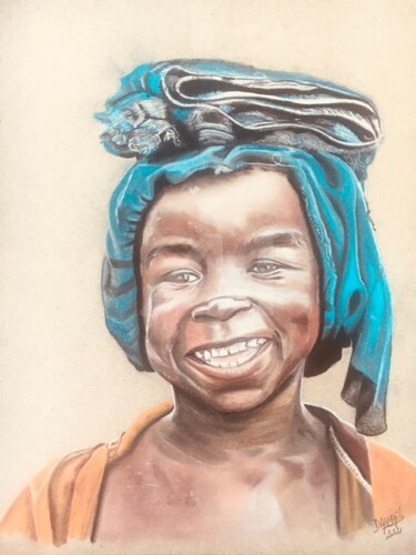 Desenho intitulada ""SOURIRE A LA VIE 3…" por Danygil, Obras de arte originais, Pastel