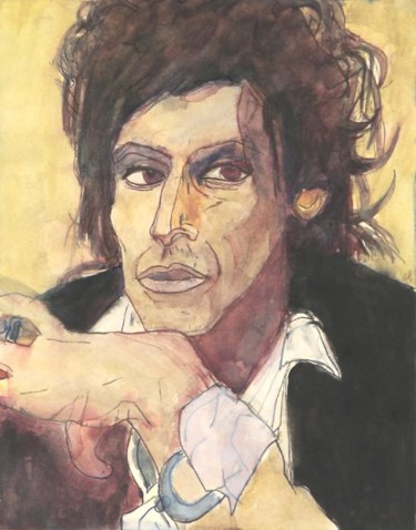 Painting titled "Keith Richards" by Daniel Lyle, Original Artwork
