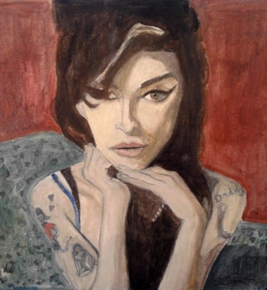 Painting titled "Amy Winehouse" by Daniel Lyle, Original Artwork, Oil