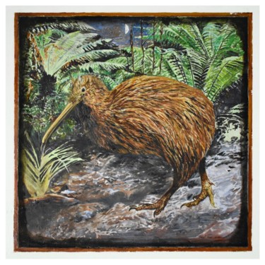 Painting titled "The Kiwi in the for…" by Daniel Ross Art, Original Artwork, Oil