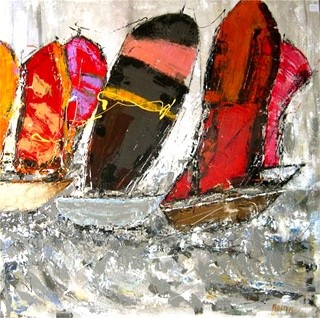 Painting titled "Marine n°1" by Daniel Rostin, Original Artwork