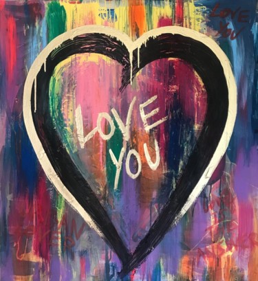 Painting titled "Love You" by Daniel Siboni, Original Artwork, Acrylic